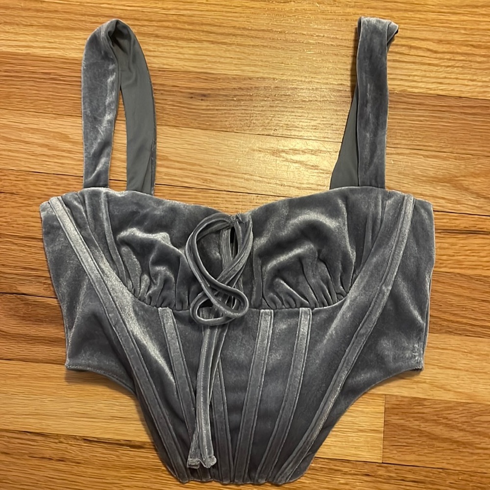 Blue/gray corset top